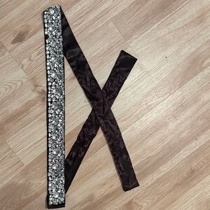 Elegant Black and Silver Embellished Women's Belt